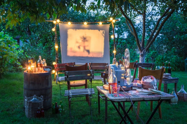 istock Open-air cinema with drinks and popcorn in the garden 914333954