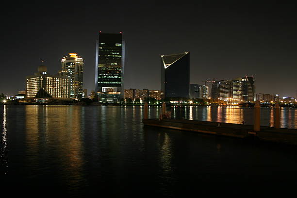 Dubai Creek at Night stock photo