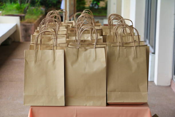 istock close up paper bag of kraft  brown  on  table 914336464