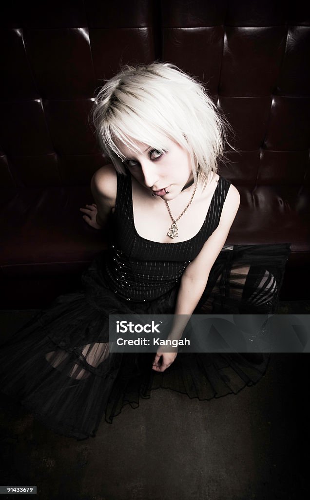Goth Female Vertical portrait of a beautiful, young woman dressed in Goth attire. Goth Stock Photo