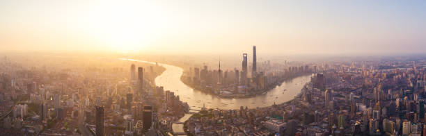 istock Panoramic skyline of Shanghai, aerial view. 914342808