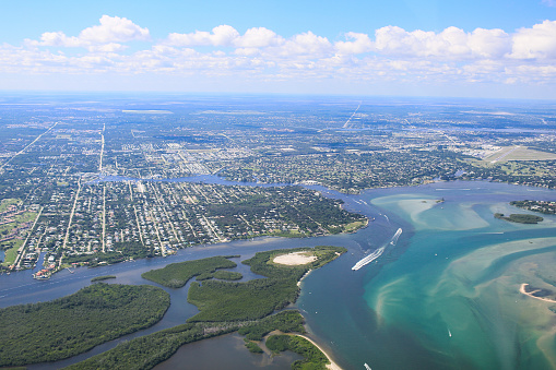 Aerial View of Eastern South Florida Coastline.