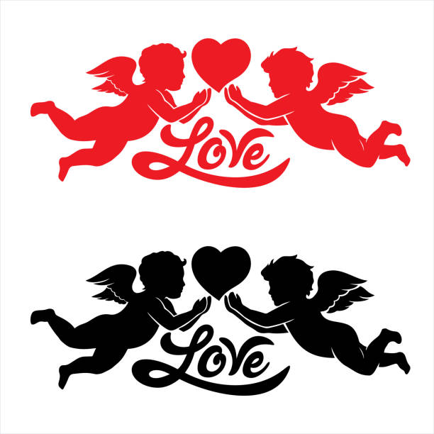 херувим, амур - cupid love red affectionate stock illustrations