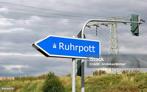 Ruhrpott Motorway Sign Direction Ruhr Area Traffic Lights And Power Line Stock Photo - Download Image Now