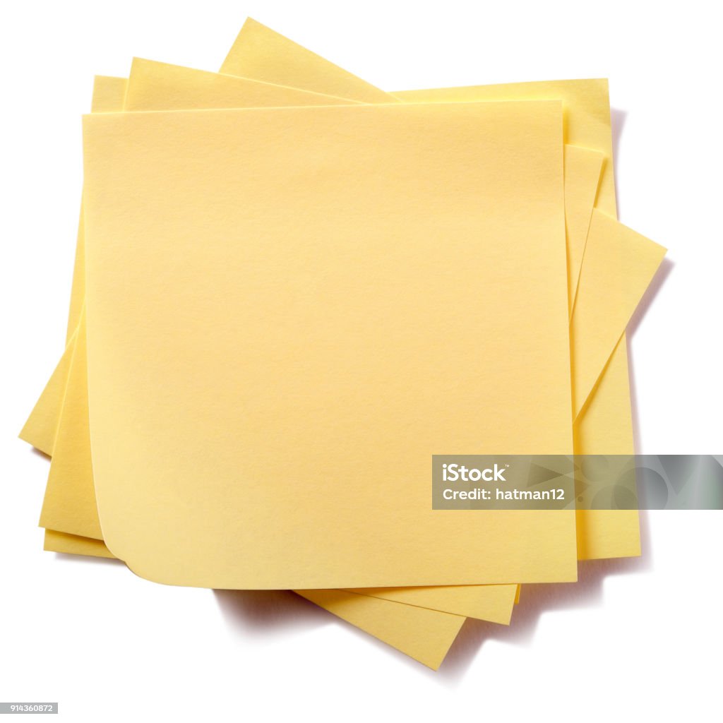 Untidy Notes Untidy Stack Yellow Sticky Post Notes Isolated On White Stock Photo ...