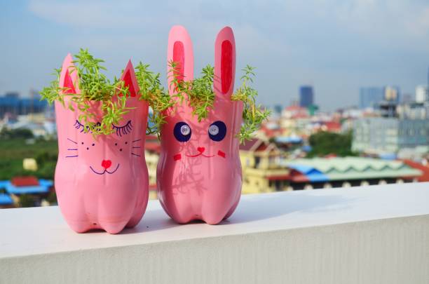 Pink funny flowerpot.