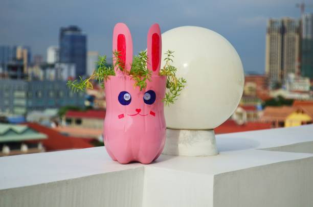 istock Funny flowerpot on the balcony. 914364626