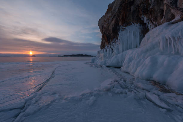 istock The icy splashes on the rock at dawn light 914372316