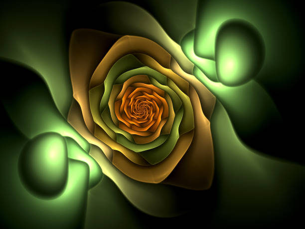 istock Abstract illustration of a fractal spiral pattern on black background 914376414