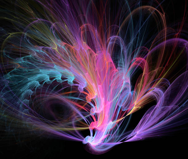 istock Abstract illustration of a fractal spiral pattern on black background 914382666