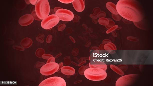 3d Illustration Of Red Blood Cells Flowing Through Arteries And Capillaries Stock Photo - Download Image Now