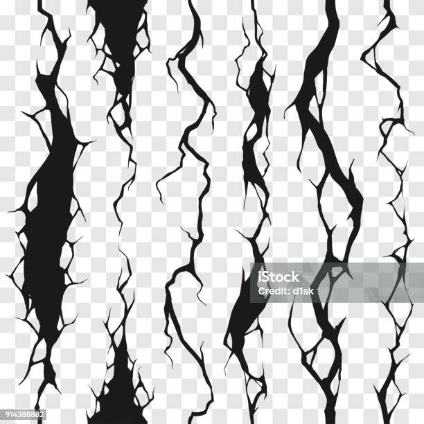 Tiled Cracks Set Stock Illustration - Download Image Now - Cracked, Land, Crash