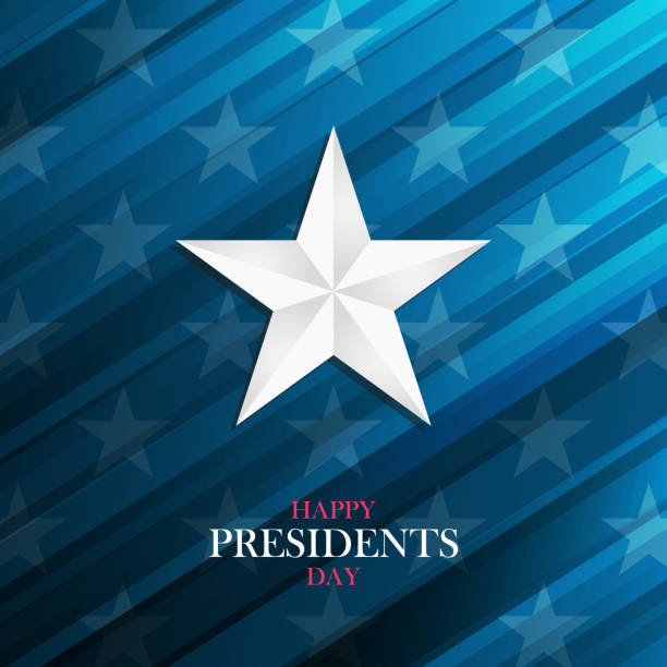 USA Happy Presidents Day greeting card with silver star on blue background. USA Happy Presidents Day greeting card with silver star on blue background. Vector illustration. government backgrounds stock illustrations
