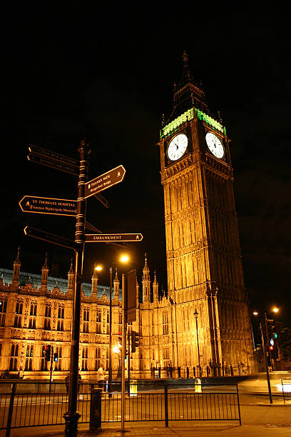 big ben bei nacht - london england victorian style big ben dark stock-fotos und bilder