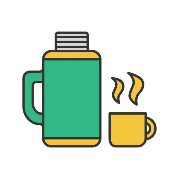 Vector illustration of Thermos with cup icon