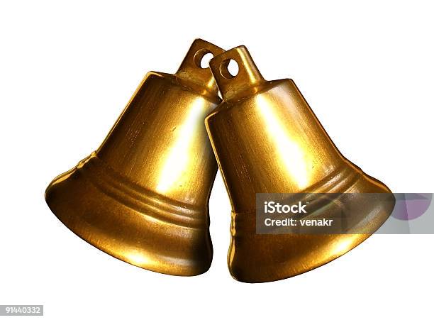 Cowbell On White Background Stock Photo - Download Image Now - Cow Bell,  Bell, Gold Colored - iStock