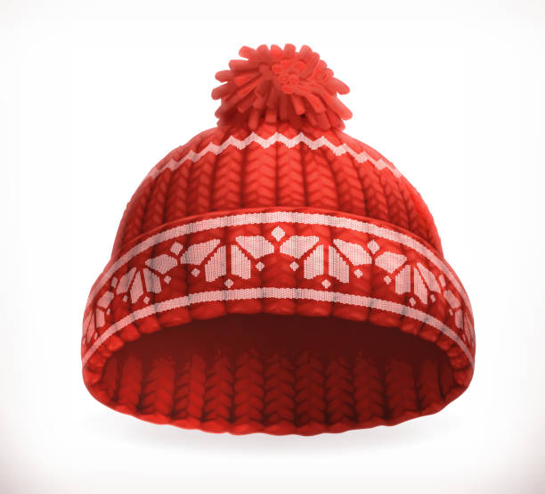 illustrazioni stock, clip art, cartoni animati e icone di tendenza di cappello a maglia invernale rosso - knit hat