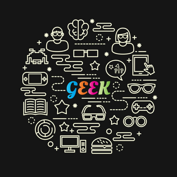 illustrations, cliparts, dessins animés et icônes de définie le gradient coloré de geek avec des icônes de la ligne - game controller computer icon maze silhouette