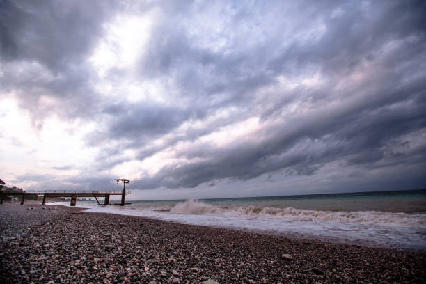a long gray sky over the beach