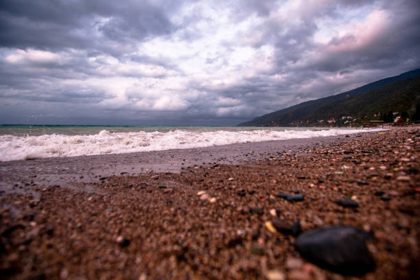 a long gray sky over the beach