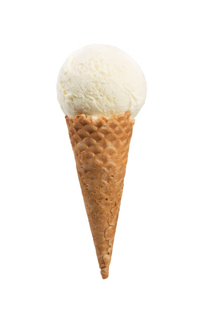 Vanila ice-cream in waffle cone