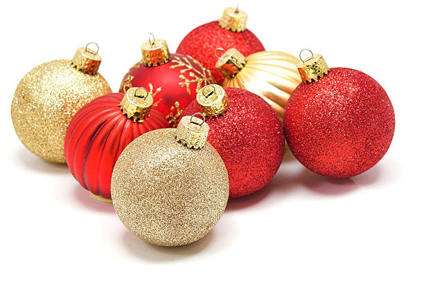 Christmas Ornaments - Red and Gold stock photo