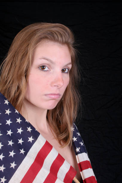 istock Woman with flag 91443136