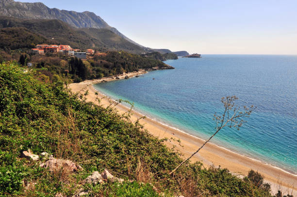 istock Beautiful beach and mountains on background, Montenegro 914432292
