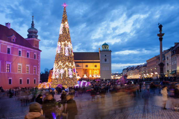 navidades en varsovia - warsaw old town square fotografías e imágenes de stock