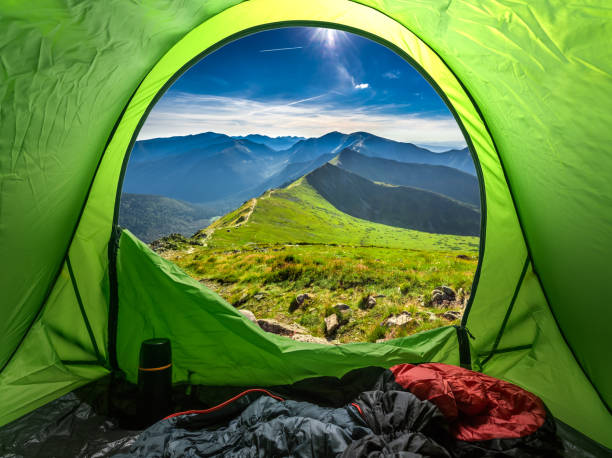 istock View from tent to mountains at sunset in summer, Poland 914446976