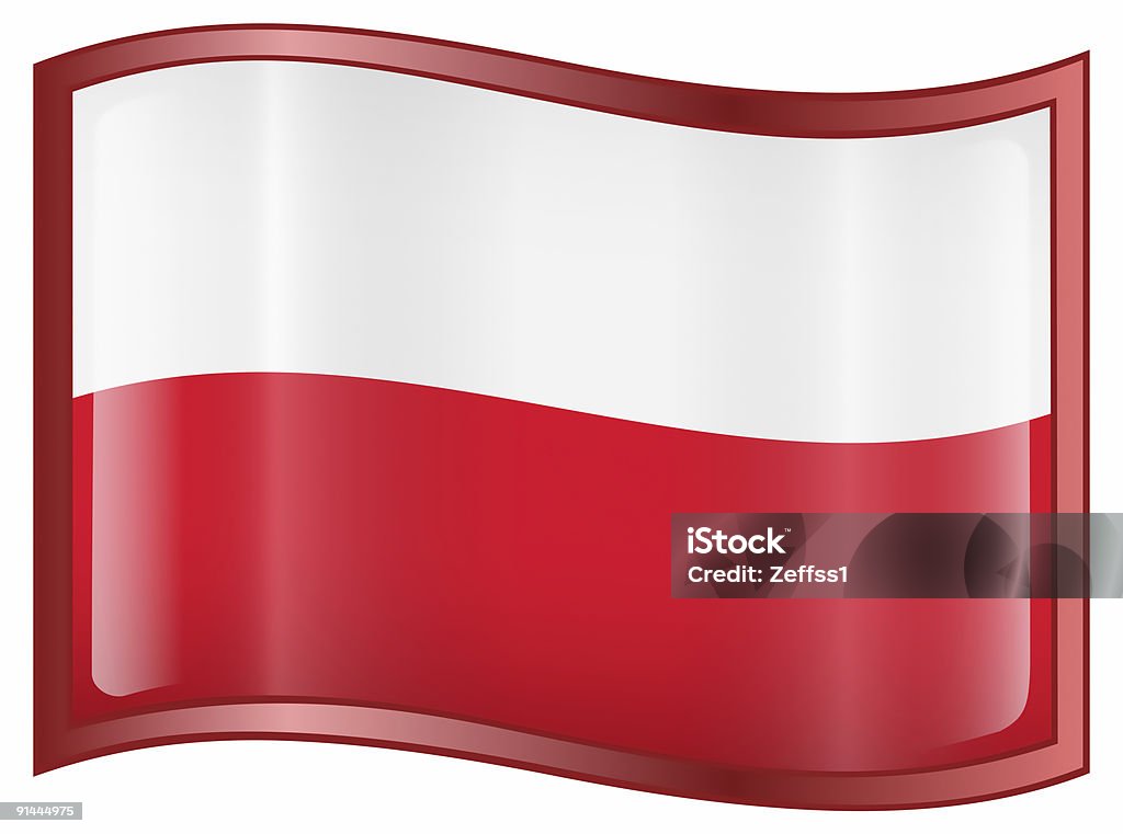 Польша Флаг значок, изолированные на белом фоне - Стоковые иллюстрации Белый роялти-фри