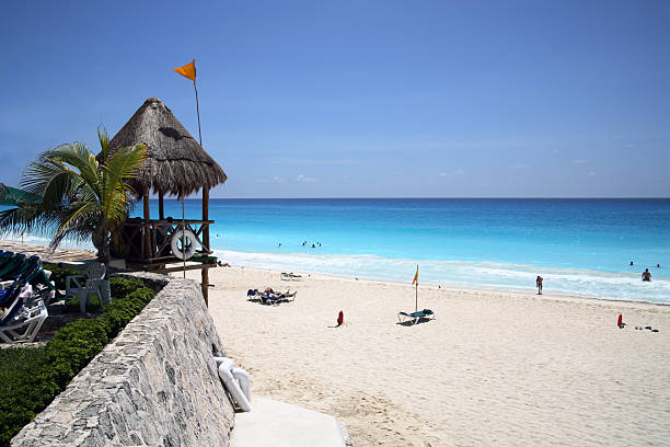 istock Lifeguard tower overlooking Cancun beach and Caribbean 91445344