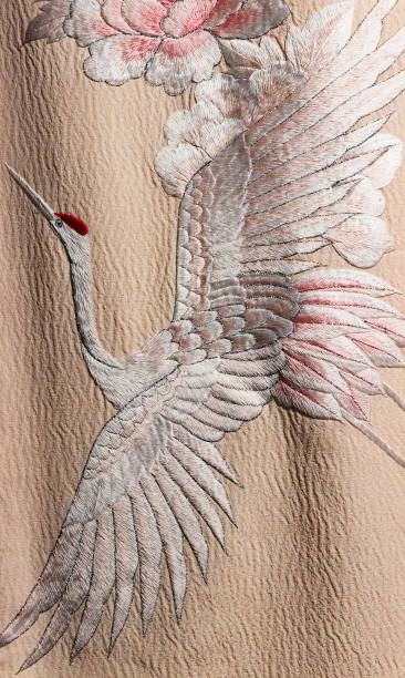istock Vintage traditional japanese silk kimono Japan pattern on decorative background. 914454008