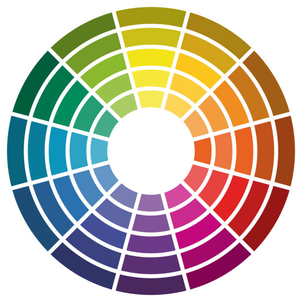 color wheel with twelve colors illustration of printing color wheel with different colors in gradations cherry colored stock illustrations