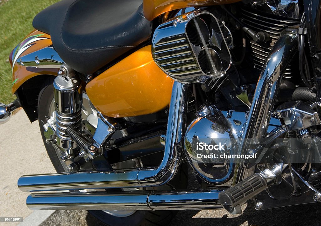 Cool orange e cromo moto. - Foto de stock de Assento de veículo royalty-free