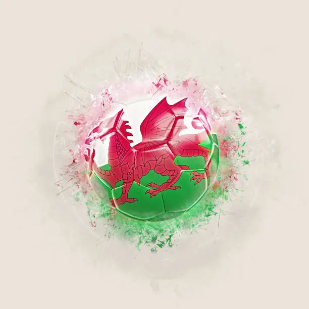 Photo of Grunge football with flag of wales
