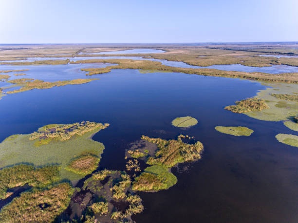 istock Danube Delta from above panoramic picture (Delta Dunarii) Romania 914465084