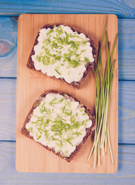 istock Sandwiches with cottage cheese and chives. 914466462