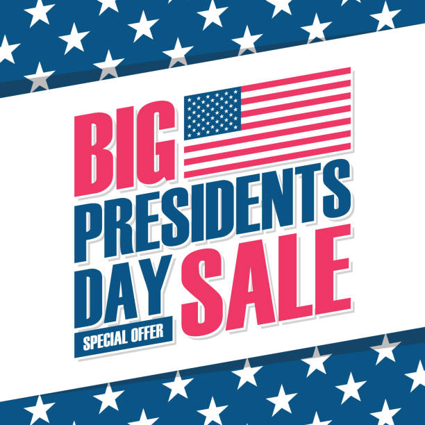 illustrazioni stock, clip art, cartoni animati e icone di tendenza di usa presidents day sale background offerta speciale con bandiera nazionale degli stati uniti per affari, promozione e pubblicità. - traditional culture branding business marketing