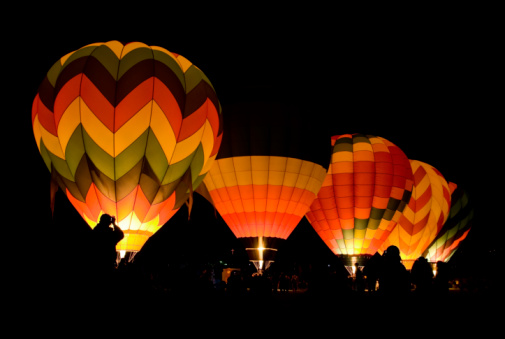 Colorado Springs, Colorado - September 3, 2022: Colorado Springs Balloon Classic 2022 in Memorial Park and Prospect Lake. Night Glow