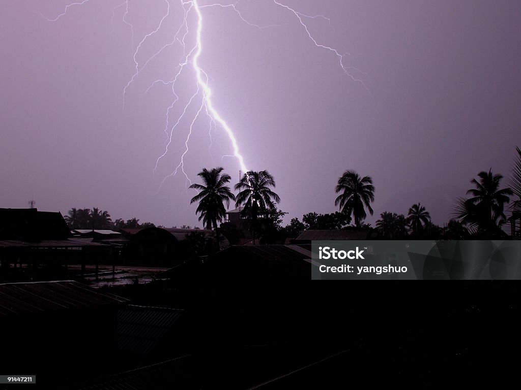 Lightning strike au Laos - Photo de Palmier libre de droits