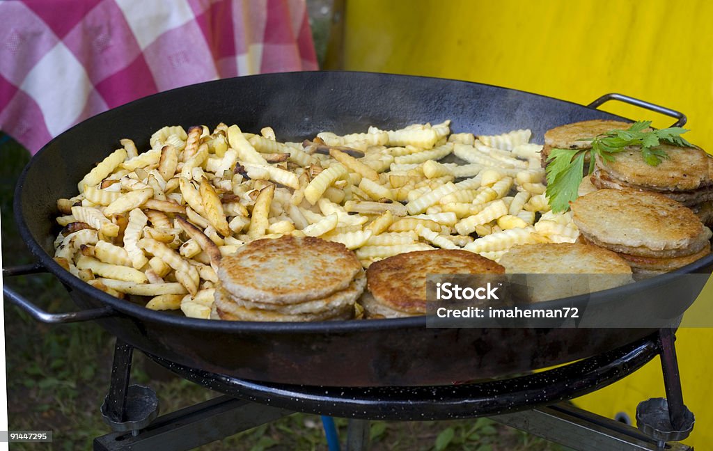 Brazier with a preparing potato  Barbecue Grill Stock Photo