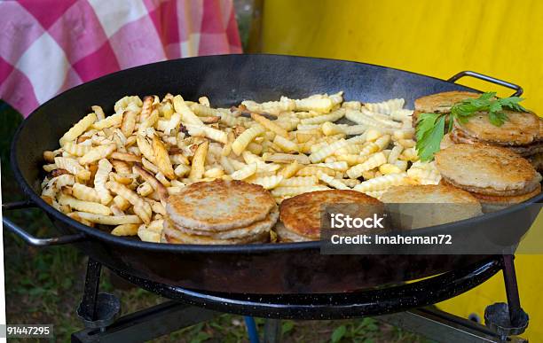 Brazier With A Preparing Potato Stock Photo - Download Image Now - Barbecue Grill, Close-up, Color Image