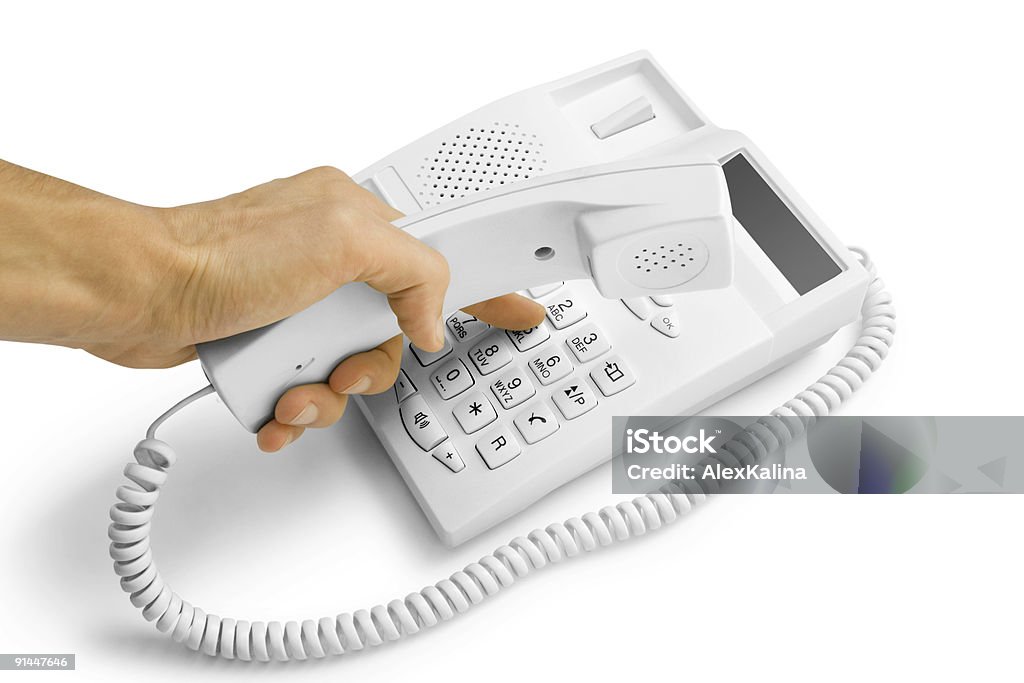 Mano con telefono - Foto stock royalty-free di Ricevitore del telefono