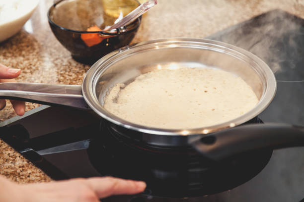 istock White pancake fry on white frying pan 914482762
