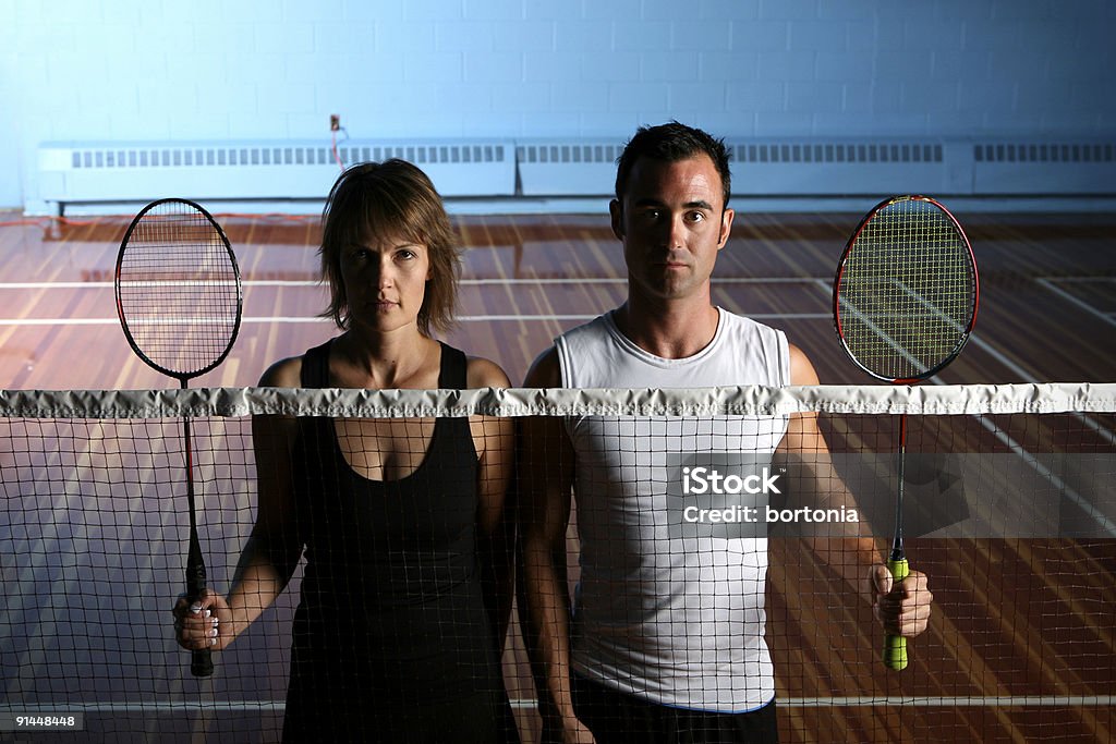 Dupla mista equipe de Badminton - Foto de stock de Adulto royalty-free