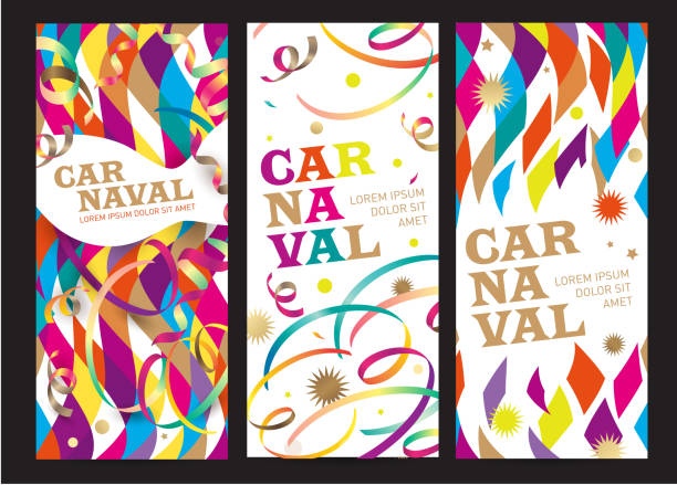 Carnival background. Translation from the Portuguese text: Carnival. Vector design template for banner, poster, leaflet or invitation for a festival, carnival, event or festive party with places for text carnival stock illustrations
