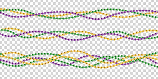 вектор реалистичные изолированные бусы для марди гра для украшения и покрытия на прозрачном фоне. концепция счастливого марди гра. - a beads stock illustrations