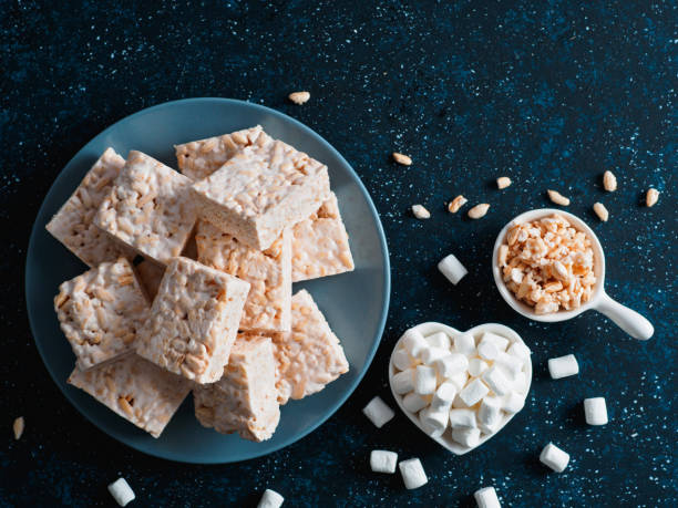 Homemade bars of Marshmallow and crispy rice