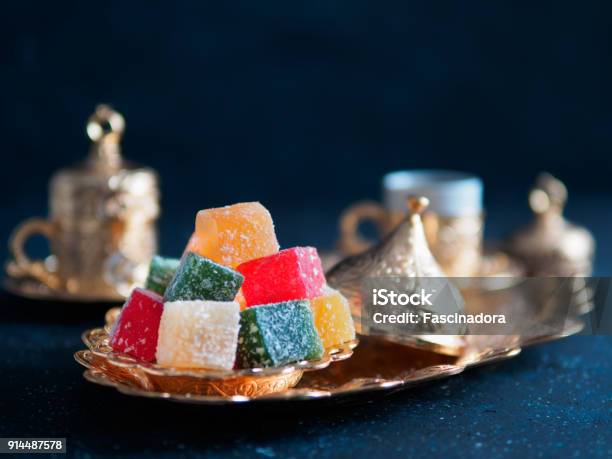 Turkish Delight And Turkish Coffee Stock Photo - Download Image Now - Candy, Türkiye - Country, Turkish Culture